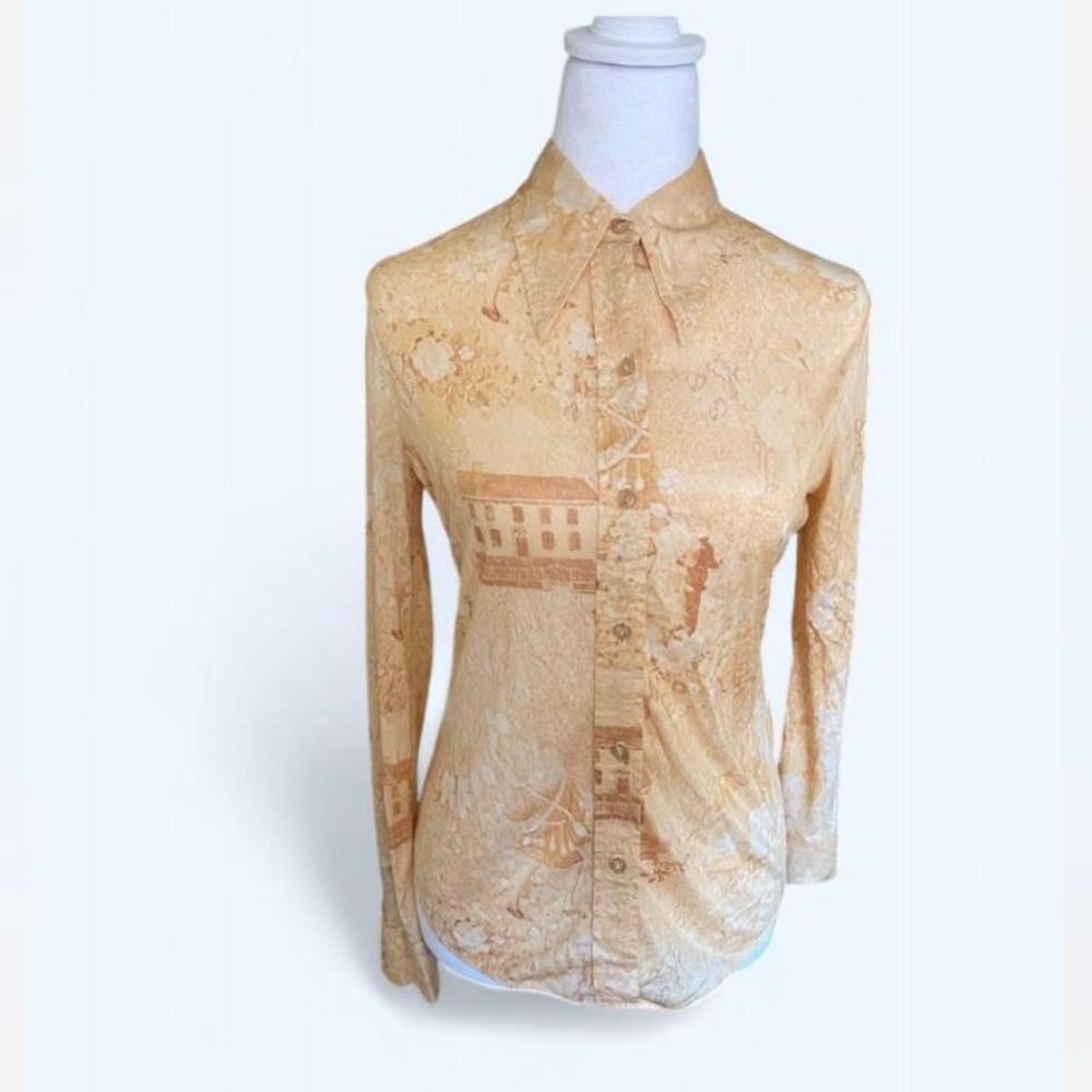 Vintage Rare Print Bobbie Brooks Button-Up Blouse